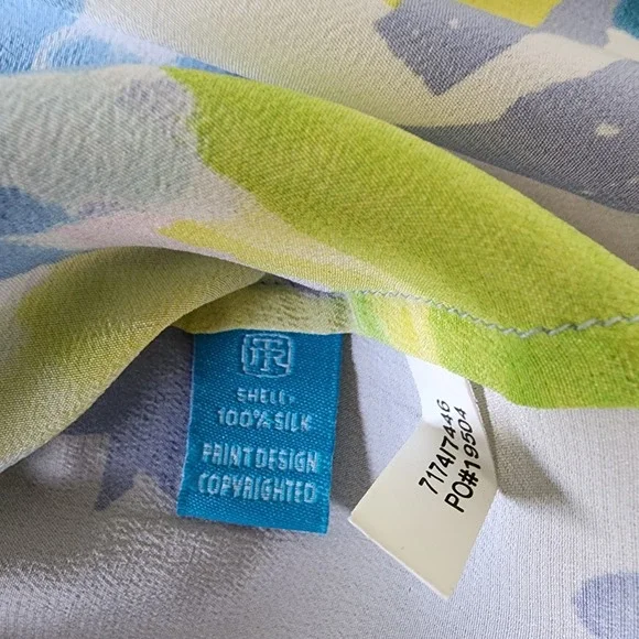 Tori Richard Silk Tunic Dress Top 2 Abstract Roll Tab Resort Lux Vacation Beach - Picture 13 of 16